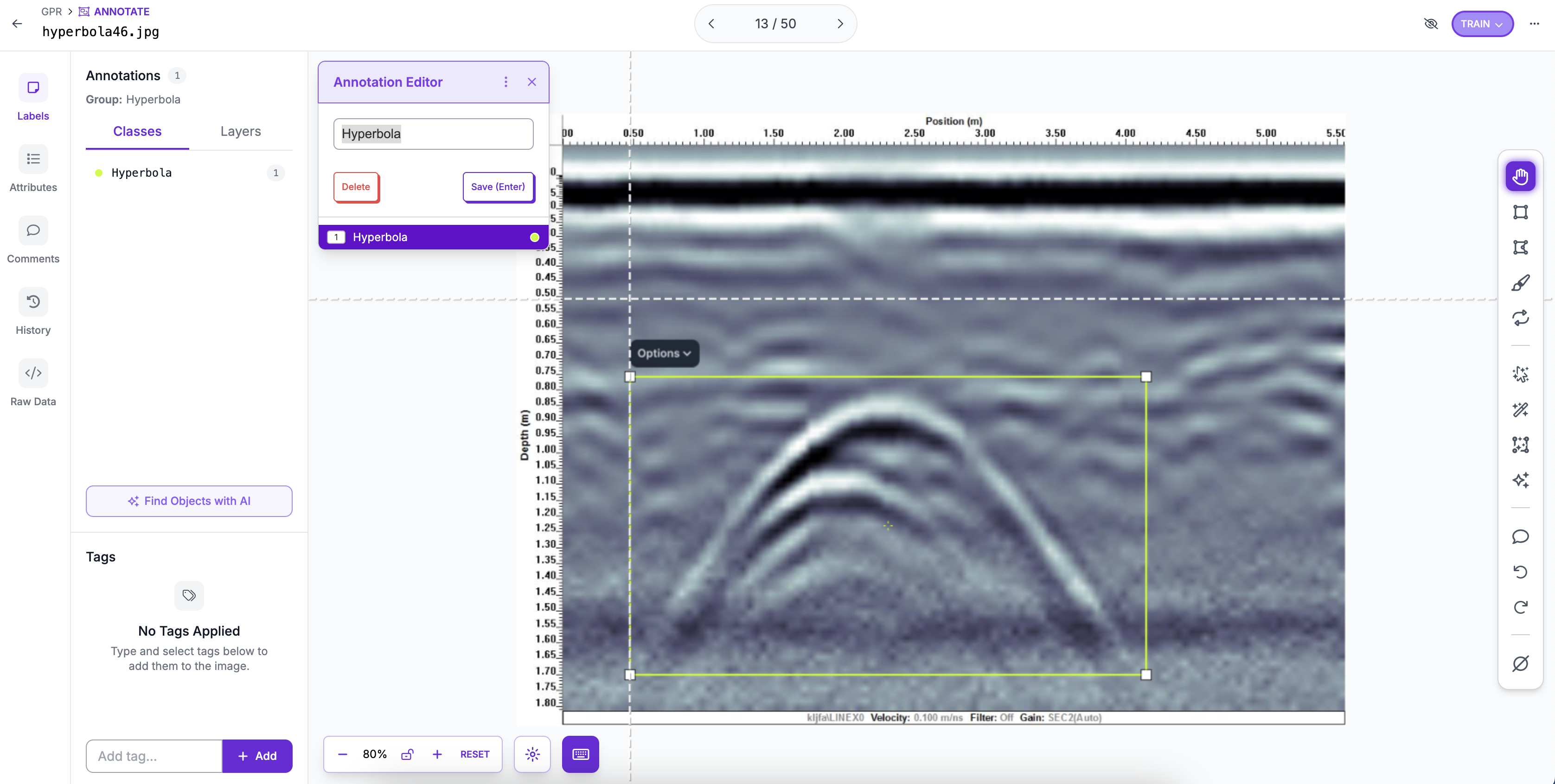 Sample GPR Images dengan Annotations