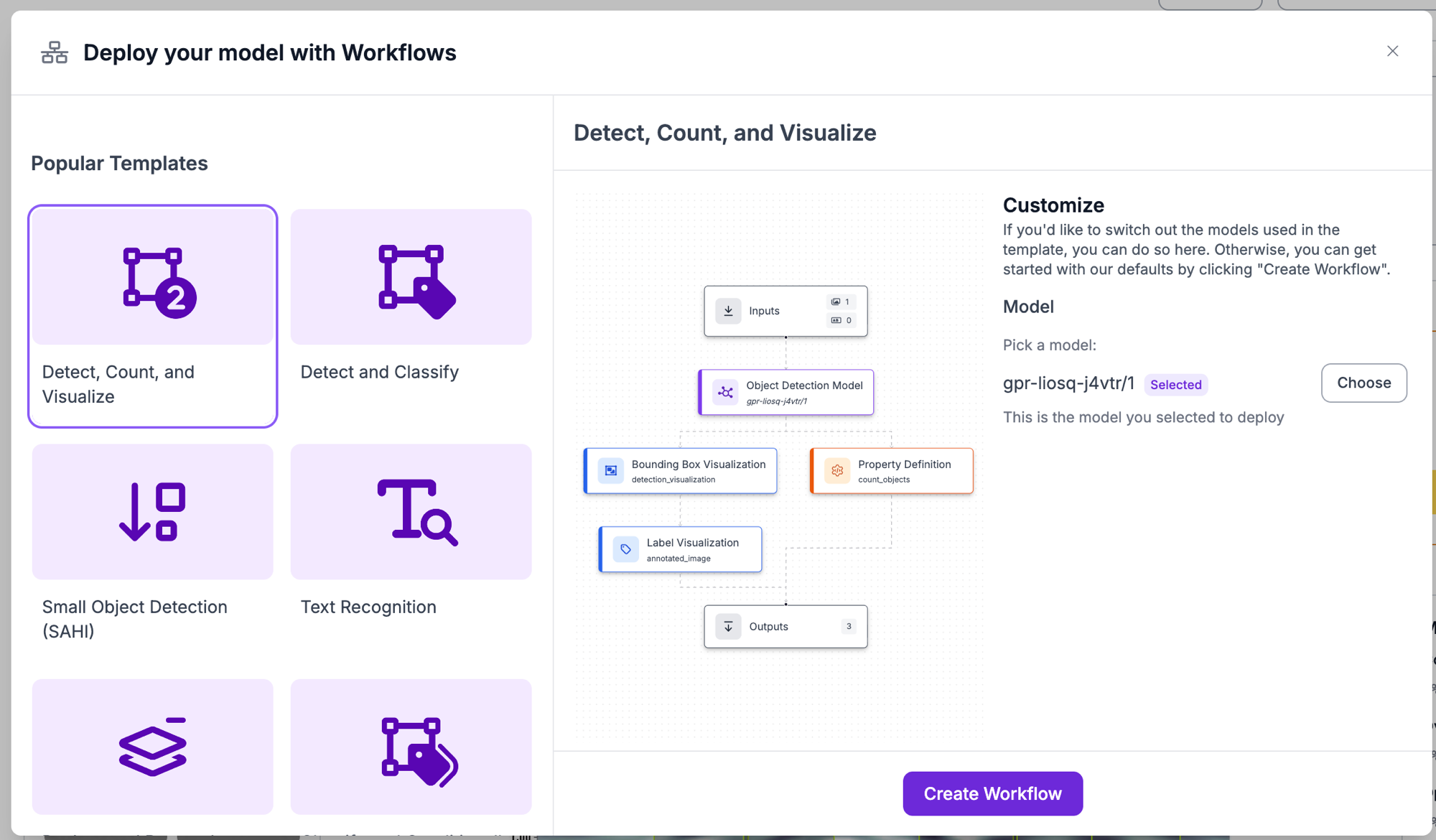 Deploy your model with Workflows - Detect, Count, and Visualize